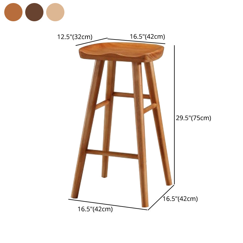 Modern Armless Counter Stool Pine Wood Cafe Bar Stool with Wooden Seat and Pedal Clearhalo 'Bar Furniture' 'Bar Stools' 'bar_stools' 'furn' 'furn_bar_stools' 'Furniture' 'furniture_bar_stools' 'Kitchen & Dining Furniture' 5018247