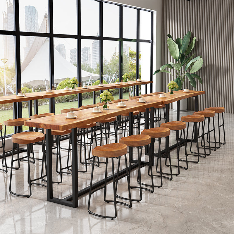 Modern Armless Counter Stool Iron Cafe Bar Stool with Wooden Seat and Pedal Clearhalo 'Bar Furniture' 'Bar Stools' 'bar_stools' 'furn' 'furn_bar_stools' 'Furniture' 'furniture_bar_stools' 'Kitchen & Dining Furniture' 5018254