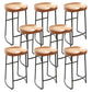 Modern Armless Counter Stool Iron Cafe Bar Stool with Wooden Seat and Pedal Black 8 Piece Set Clearhalo 'Bar Furniture' 'Bar Stools' 'bar_stools' 'furn' 'furn_bar_stools' 'Furniture' 'furniture_bar_stools' 'Kitchen & Dining Furniture' 5018255