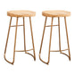 Modern Armless Counter Stool Iron Cafe Bar Stool with Wooden Seat and Pedal Gold 2 Piece Set Clearhalo 'Bar Furniture' 'Bar Stools' 'bar_stools' 'furn' 'furn_bar_stools' 'Furniture' 'furniture_bar_stools' 'Kitchen & Dining Furniture' 5018256