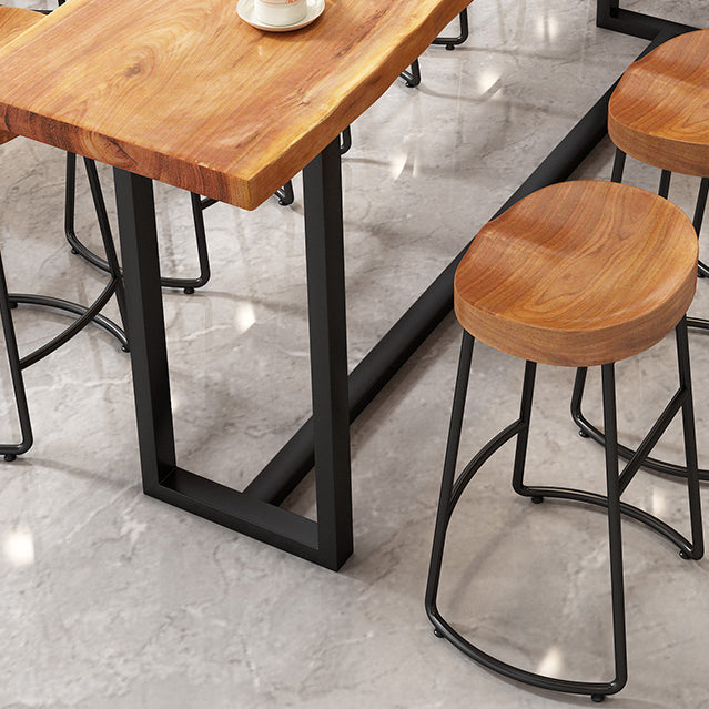 Modern Armless Counter Stool Iron Cafe Bar Stool with Wooden Seat and Pedal Clearhalo 'Bar Furniture' 'Bar Stools' 'bar_stools' 'furn' 'furn_bar_stools' 'Furniture' 'furniture_bar_stools' 'Kitchen & Dining Furniture' 5018259