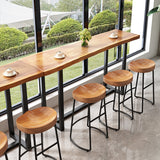 Modern Armless Counter Stool Iron Cafe Bar Stool with Wooden Seat and Pedal Clearhalo 'Bar Furniture' 'Bar Stools' 'bar_stools' 'furn' 'furn_bar_stools' 'Furniture' 'furniture_bar_stools' 'Kitchen & Dining Furniture' 5018265