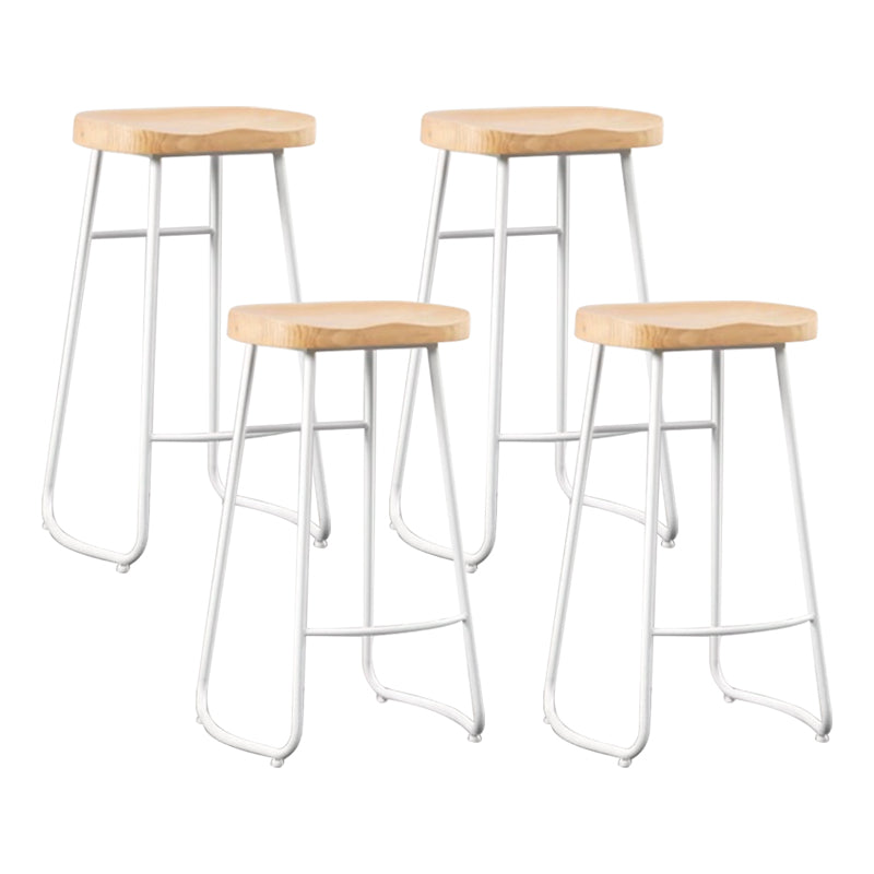 Modern Armless Counter Stool Iron Cafe Bar Stool with Wooden Seat and Pedal White 4 Piece Set Clearhalo 'Bar Furniture' 'Bar Stools' 'bar_stools' 'furn' 'furn_bar_stools' 'Furniture' 'furniture_bar_stools' 'Kitchen & Dining Furniture' 5018266