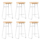 Modern Armless Counter Stool Iron Cafe Bar Stool with Wooden Seat and Pedal White 6 Piece Set Clearhalo 'Bar Furniture' 'Bar Stools' 'bar_stools' 'furn' 'furn_bar_stools' 'Furniture' 'furniture_bar_stools' 'Kitchen & Dining Furniture' 5018268