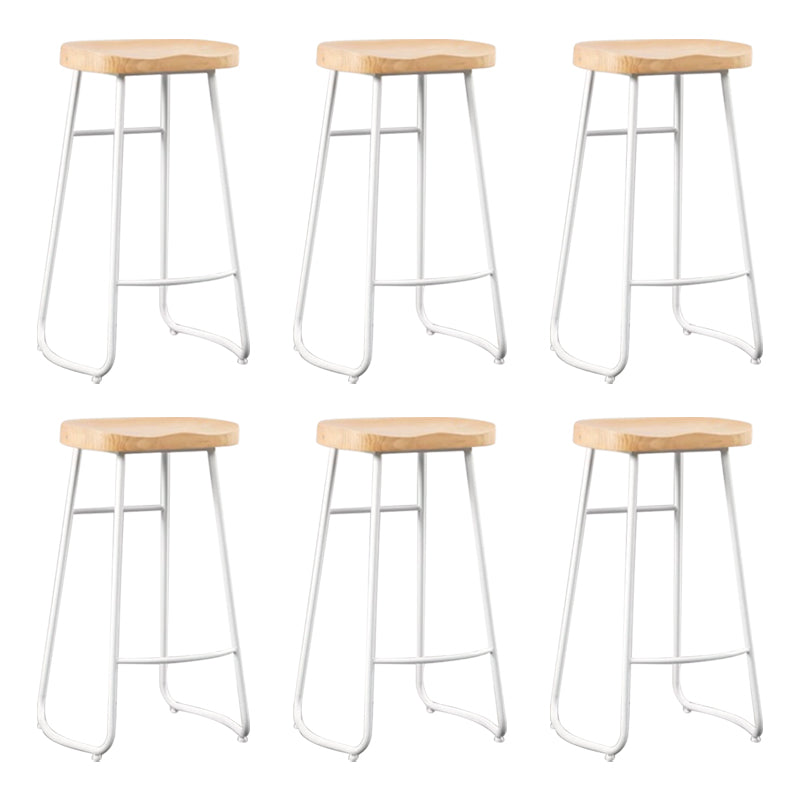 Modern Armless Counter Stool Iron Cafe Bar Stool with Wooden Seat and Pedal White 6 Piece Set Clearhalo 'Bar Furniture' 'Bar Stools' 'bar_stools' 'furn' 'furn_bar_stools' 'Furniture' 'furniture_bar_stools' 'Kitchen & Dining Furniture' 5018268