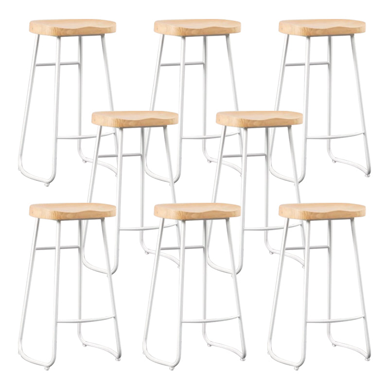 Modern Armless Counter Stool Iron Cafe Bar Stool with Wooden Seat and Pedal White 8 Piece Set Clearhalo 'Bar Furniture' 'Bar Stools' 'bar_stools' 'furn' 'furn_bar_stools' 'Furniture' 'furniture_bar_stools' 'Kitchen & Dining Furniture' 5018270