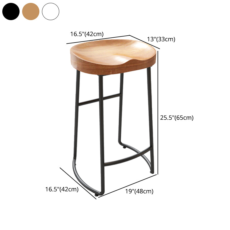 Modern Armless Counter Stool Iron Cafe Bar Stool with Wooden Seat and Pedal Clearhalo 'Bar Furniture' 'Bar Stools' 'bar_stools' 'furn' 'furn_bar_stools' 'Furniture' 'furniture_bar_stools' 'Kitchen & Dining Furniture' 5018272