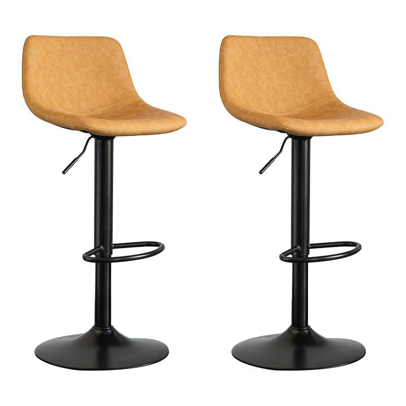 Contemporary Reception Adjustable Height Stool Matte Finish Leather Barstool Yellow 2 Piece Set Clearhalo 'Bar Furniture' 'Bar Stools' 'bar_stools' 'furn' 'furn_bar_stools' 'Furniture' 'furniture_bar_stools' 'Kitchen & Dining Furniture' 5018275