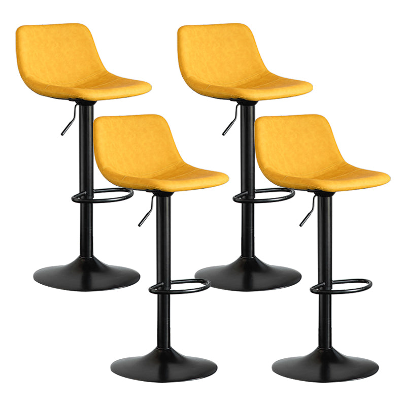 Contemporary Reception Adjustable Height Stool Matte Finish Leather Barstool Lemon Yellow 4 Piece Set Clearhalo 'Bar Furniture' 'Bar Stools' 'bar_stools' 'furn' 'furn_bar_stools' 'Furniture' 'furniture_bar_stools' 'Kitchen & Dining Furniture' 5018292