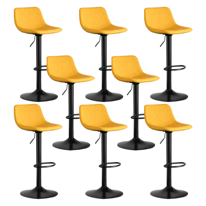 Contemporary Reception Adjustable Height Stool Matte Finish Leather Barstool Lemon Yellow 8 Piece Set Clearhalo 'Bar Furniture' 'Bar Stools' 'bar_stools' 'furn' 'furn_bar_stools' 'Furniture' 'furniture_bar_stools' 'Kitchen & Dining Furniture' 5018294