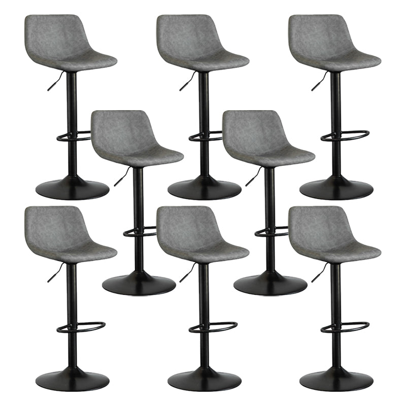 Contemporary Reception Adjustable Height Stool Matte Finish Leather Barstool Grey 8 Piece Set Clearhalo 'Bar Furniture' 'Bar Stools' 'bar_stools' 'furn' 'furn_bar_stools' 'Furniture' 'furniture_bar_stools' 'Kitchen & Dining Furniture' 5018306