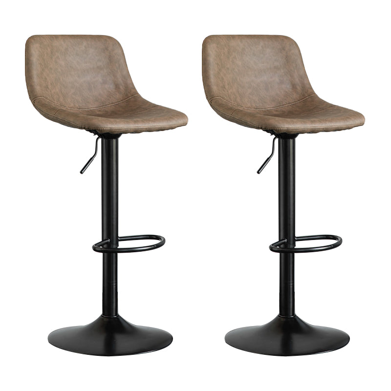 Contemporary Reception Adjustable Height Stool Matte Finish Leather Barstool Brown 2 Piece Set Clearhalo 'Bar Furniture' 'Bar Stools' 'bar_stools' 'furn' 'furn_bar_stools' 'Furniture' 'furniture_bar_stools' 'Kitchen & Dining Furniture' 5018315