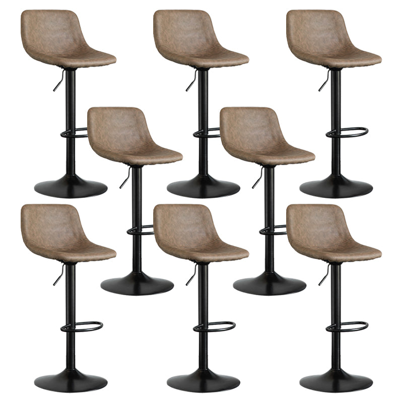 Contemporary Reception Adjustable Height Stool Matte Finish Leather Barstool Brown 8 Piece Set Clearhalo 'Bar Furniture' 'Bar Stools' 'bar_stools' 'furn' 'furn_bar_stools' 'Furniture' 'furniture_bar_stools' 'Kitchen & Dining Furniture' 5018318