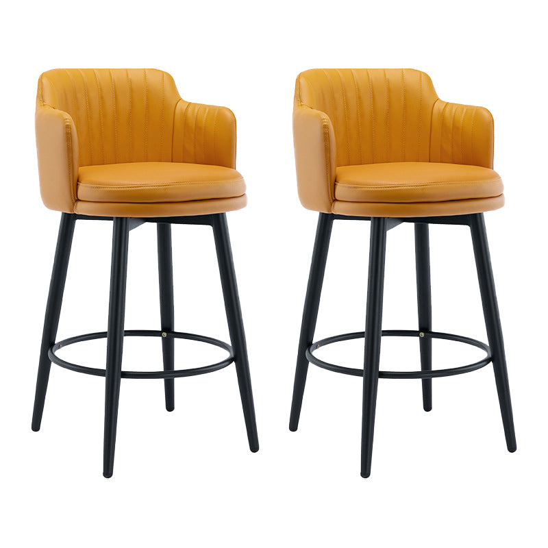 Modern Reception Armed Swivel Stool Matte Finish Leather Barstool Orange 2 Piece Set Counter Stool(26"H) Clearhalo 'Bar Furniture' 'Bar Stools' 'bar_stools' 'furn' 'furn_bar_stools' 'Furniture' 'furniture_bar_stools' 'Kitchen & Dining Furniture' 5018488