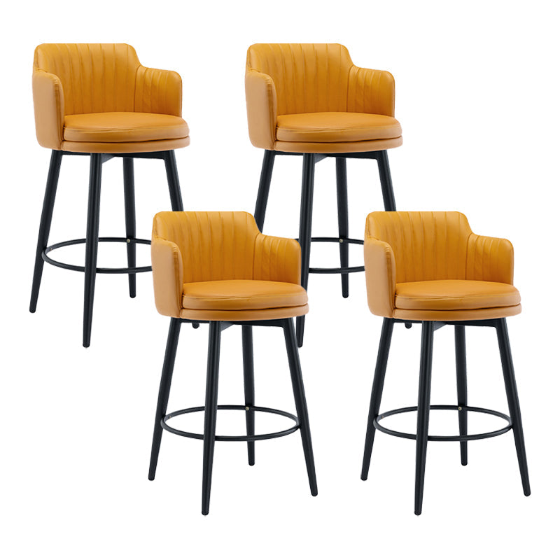 Modern Reception Armed Swivel Stool Matte Finish Leather Barstool Orange 4 Piece Set Counter Stool(26"H) Clearhalo 'Bar Furniture' 'Bar Stools' 'bar_stools' 'furn' 'furn_bar_stools' 'Furniture' 'furniture_bar_stools' 'Kitchen & Dining Furniture' 5018489