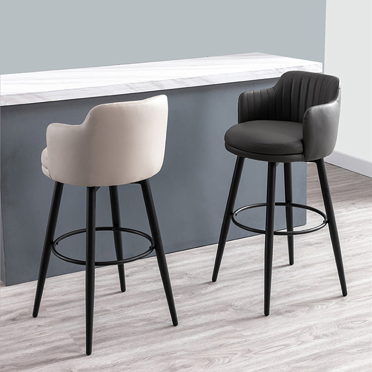 Modern Reception Armed Swivel Stool Matte Finish Leather Barstool Clearhalo 'Bar Furniture' 'Bar Stools' 'bar_stools' 'furn' 'furn_bar_stools' 'Furniture' 'furniture_bar_stools' 'Kitchen & Dining Furniture' 5018491