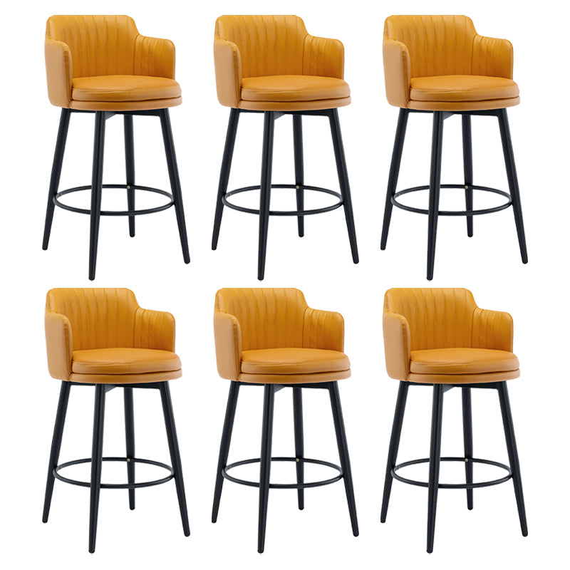 Modern Reception Armed Swivel Stool Matte Finish Leather Barstool Orange 6 Piece Set Counter Stool(26"H) Clearhalo 'Bar Furniture' 'Bar Stools' 'bar_stools' 'furn' 'furn_bar_stools' 'Furniture' 'furniture_bar_stools' 'Kitchen & Dining Furniture' 5018492