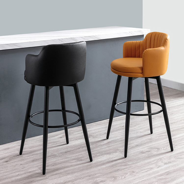 Modern Reception Armed Swivel Stool Matte Finish Leather Barstool Clearhalo 'Bar Furniture' 'Bar Stools' 'bar_stools' 'furn' 'furn_bar_stools' 'Furniture' 'furniture_bar_stools' 'Kitchen & Dining Furniture' 5018493