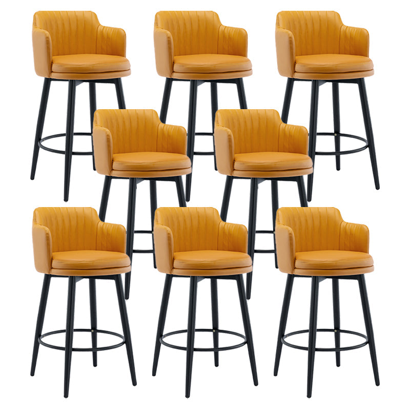Modern Reception Armed Swivel Stool Matte Finish Leather Barstool Orange 8 Piece Set Counter Stool(26"H) Clearhalo 'Bar Furniture' 'Bar Stools' 'bar_stools' 'furn' 'furn_bar_stools' 'Furniture' 'furniture_bar_stools' 'Kitchen & Dining Furniture' 5018494