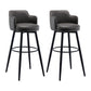Modern Reception Armed Swivel Stool Matte Finish Leather Barstool Grey 2 Piece Set Bar Stool(31"H) Clearhalo 'Bar Furniture' 'Bar Stools' 'bar_stools' 'furn' 'furn_bar_stools' 'Furniture' 'furniture_bar_stools' 'Kitchen & Dining Furniture' 5018496