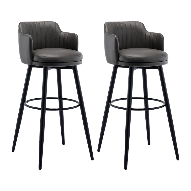 Modern Reception Armed Swivel Stool Matte Finish Leather Barstool Grey 2 Piece Set Bar Stool(31"H) Clearhalo 'Bar Furniture' 'Bar Stools' 'bar_stools' 'furn' 'furn_bar_stools' 'Furniture' 'furniture_bar_stools' 'Kitchen & Dining Furniture' 5018496