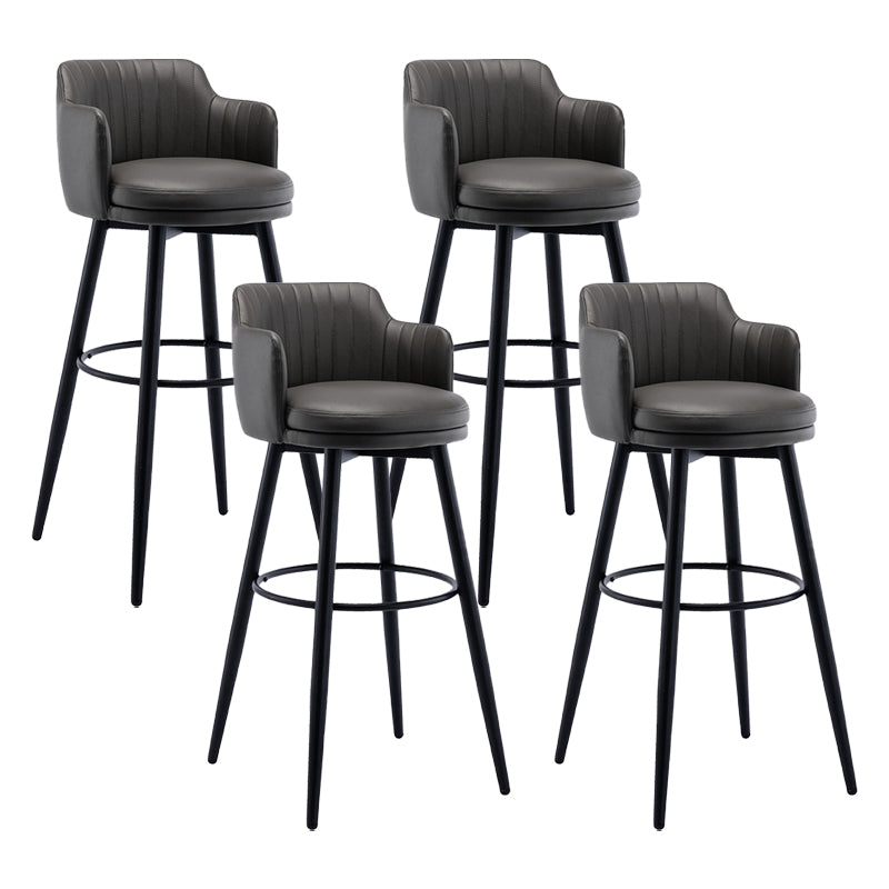 Modern Reception Armed Swivel Stool Matte Finish Leather Barstool Grey 4 Piece Set Bar Stool(31"H) Clearhalo 'Bar Furniture' 'Bar Stools' 'bar_stools' 'furn' 'furn_bar_stools' 'Furniture' 'furniture_bar_stools' 'Kitchen & Dining Furniture' 5018498