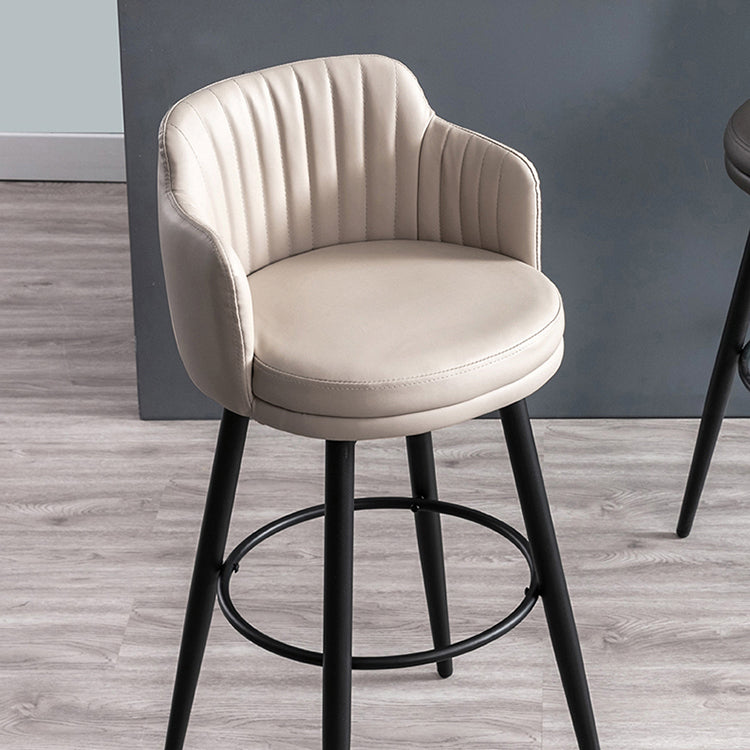 Modern Reception Armed Swivel Stool Matte Finish Leather Barstool Clearhalo 'Bar Furniture' 'Bar Stools' 'bar_stools' 'furn' 'furn_bar_stools' 'Furniture' 'furniture_bar_stools' 'Kitchen & Dining Furniture' 5018499