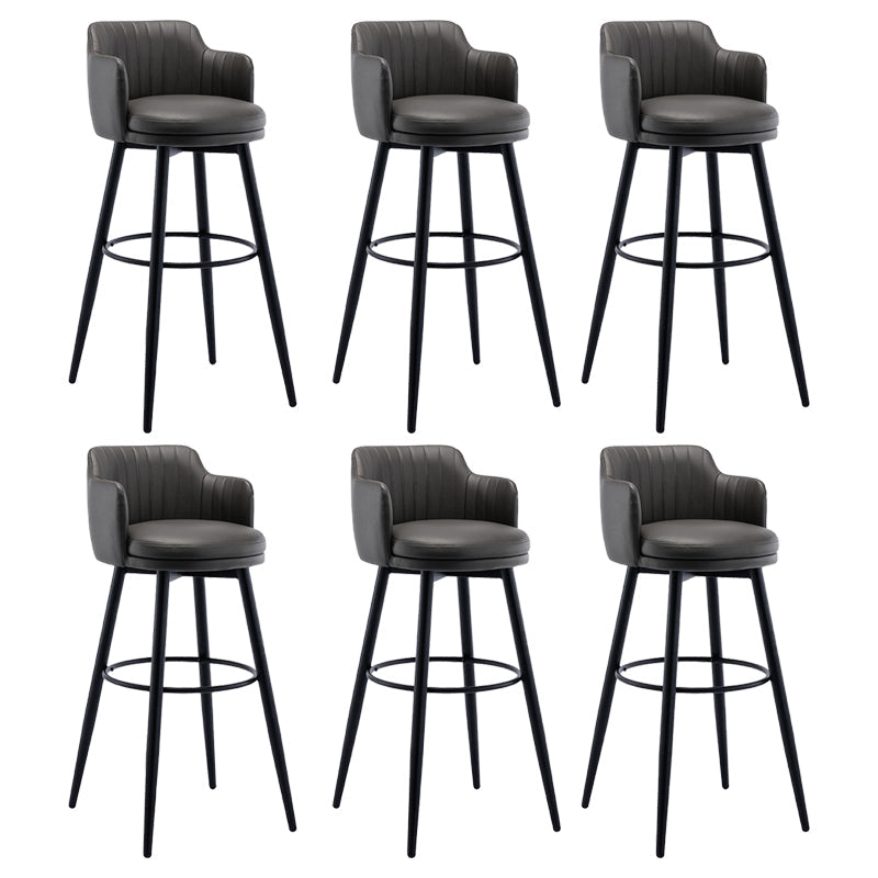 Modern Reception Armed Swivel Stool Matte Finish Leather Barstool Grey 6 Piece Set Bar Stool(31"H) Clearhalo 'Bar Furniture' 'Bar Stools' 'bar_stools' 'furn' 'furn_bar_stools' 'Furniture' 'furniture_bar_stools' 'Kitchen & Dining Furniture' 5018500