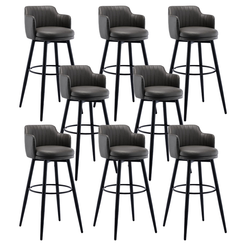 Modern Reception Armed Swivel Stool Matte Finish Leather Barstool Grey 8 Piece Set Bar Stool(31"H) Clearhalo 'Bar Furniture' 'Bar Stools' 'bar_stools' 'furn' 'furn_bar_stools' 'Furniture' 'furniture_bar_stools' 'Kitchen & Dining Furniture' 5018502