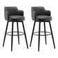 Modern Reception Armed Swivel Stool Matte Finish Leather Barstool Grey 2 Piece Set Bar Stool(30"H) Clearhalo 'Bar Furniture' 'Bar Stools' 'bar_stools' 'furn' 'furn_bar_stools' 'Furniture' 'furniture_bar_stools' 'Kitchen & Dining Furniture' 5018504