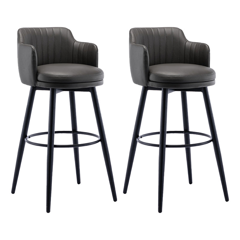 Modern Reception Armed Swivel Stool Matte Finish Leather Barstool Grey 2 Piece Set Bar Stool(30"H) Clearhalo 'Bar Furniture' 'Bar Stools' 'bar_stools' 'furn' 'furn_bar_stools' 'Furniture' 'furniture_bar_stools' 'Kitchen & Dining Furniture' 5018504