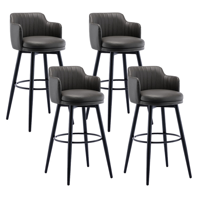 Modern Reception Armed Swivel Stool Matte Finish Leather Barstool Grey 4 Piece Set Bar Stool(30"H) Clearhalo 'Bar Furniture' 'Bar Stools' 'bar_stools' 'furn' 'furn_bar_stools' 'Furniture' 'furniture_bar_stools' 'Kitchen & Dining Furniture' 5018506