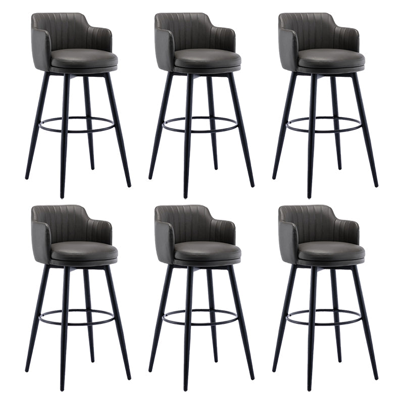 Modern Reception Armed Swivel Stool Matte Finish Leather Barstool Grey 6 Piece Set Bar Stool(30"H) Clearhalo 'Bar Furniture' 'Bar Stools' 'bar_stools' 'furn' 'furn_bar_stools' 'Furniture' 'furniture_bar_stools' 'Kitchen & Dining Furniture' 5018507