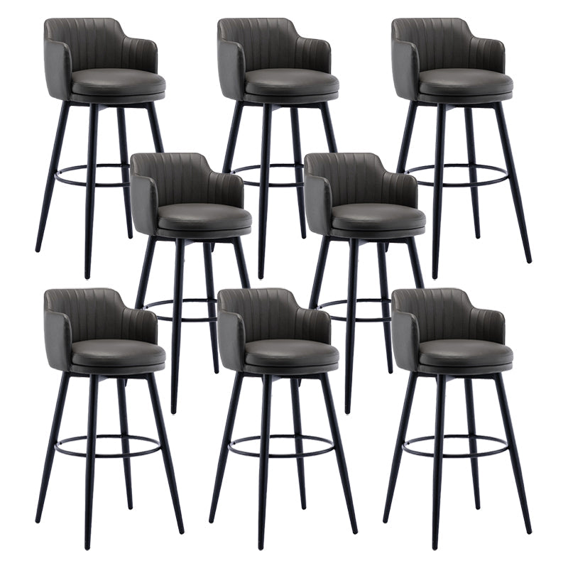 Modern Reception Armed Swivel Stool Matte Finish Leather Barstool Grey 8 Piece Set Bar Stool(30"H) Clearhalo 'Bar Furniture' 'Bar Stools' 'bar_stools' 'furn' 'furn_bar_stools' 'Furniture' 'furniture_bar_stools' 'Kitchen & Dining Furniture' 5018508