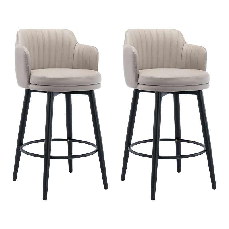 Modern Reception Armed Swivel Stool Matte Finish Leather Barstool Khaki 2 Piece Set Counter Stool(26"H) Clearhalo 'Bar Furniture' 'Bar Stools' 'bar_stools' 'furn' 'furn_bar_stools' 'Furniture' 'furniture_bar_stools' 'Kitchen & Dining Furniture' 5018509