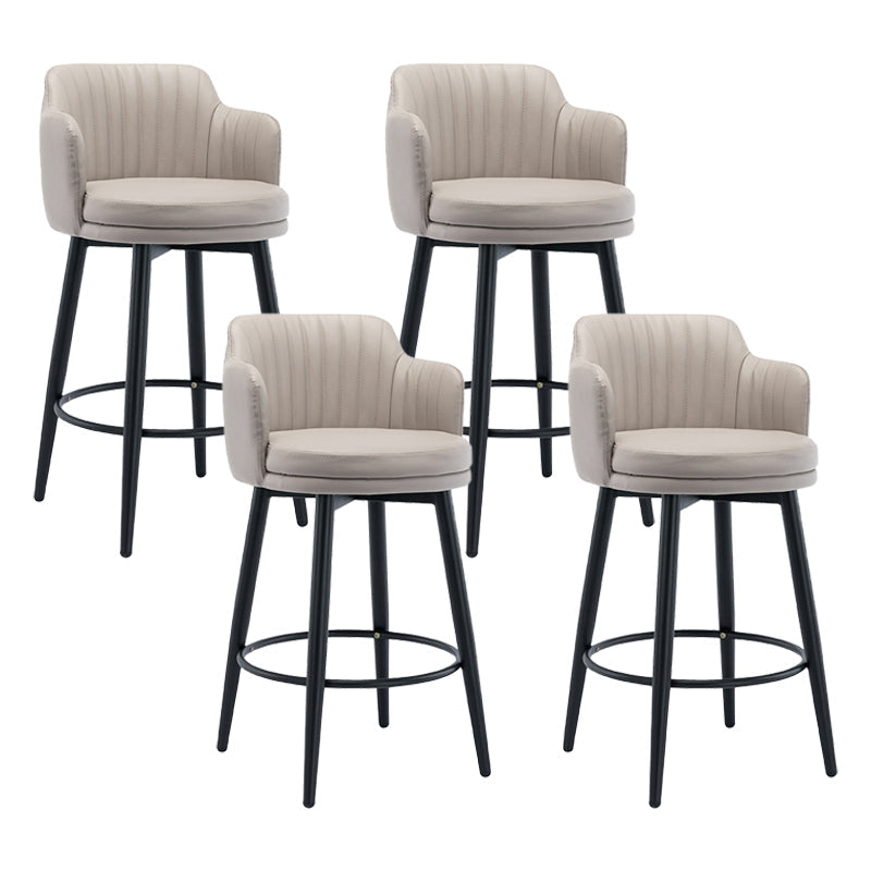 Modern Reception Armed Swivel Stool Matte Finish Leather Barstool Khaki 4 Piece Set Counter Stool(26"H) Clearhalo 'Bar Furniture' 'Bar Stools' 'bar_stools' 'furn' 'furn_bar_stools' 'Furniture' 'furniture_bar_stools' 'Kitchen & Dining Furniture' 5018510