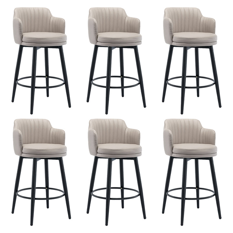 Modern Reception Armed Swivel Stool Matte Finish Leather Barstool Khaki 6 Piece Set Counter Stool(26"H) Clearhalo 'Bar Furniture' 'Bar Stools' 'bar_stools' 'furn' 'furn_bar_stools' 'Furniture' 'furniture_bar_stools' 'Kitchen & Dining Furniture' 5018511