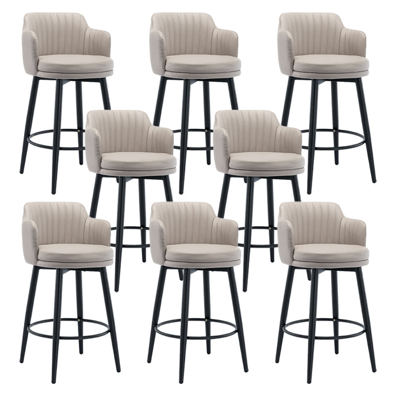 Modern Reception Armed Swivel Stool Matte Finish Leather Barstool Khaki 8 Piece Set Counter Stool(26"H) Clearhalo 'Bar Furniture' 'Bar Stools' 'bar_stools' 'furn' 'furn_bar_stools' 'Furniture' 'furniture_bar_stools' 'Kitchen & Dining Furniture' 5018512