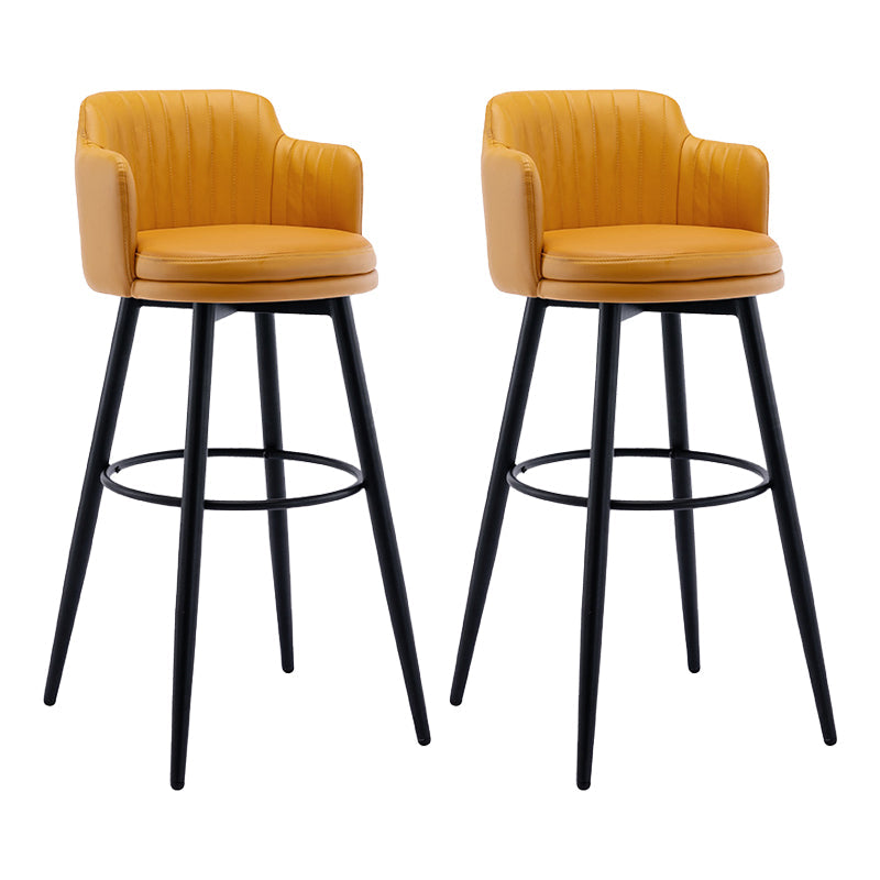Modern Reception Armed Swivel Stool Matte Finish Leather Barstool Orange 2 Piece Set Bar Stool(31"H) Clearhalo 'Bar Furniture' 'Bar Stools' 'bar_stools' 'furn' 'furn_bar_stools' 'Furniture' 'furniture_bar_stools' 'Kitchen & Dining Furniture' 5018513