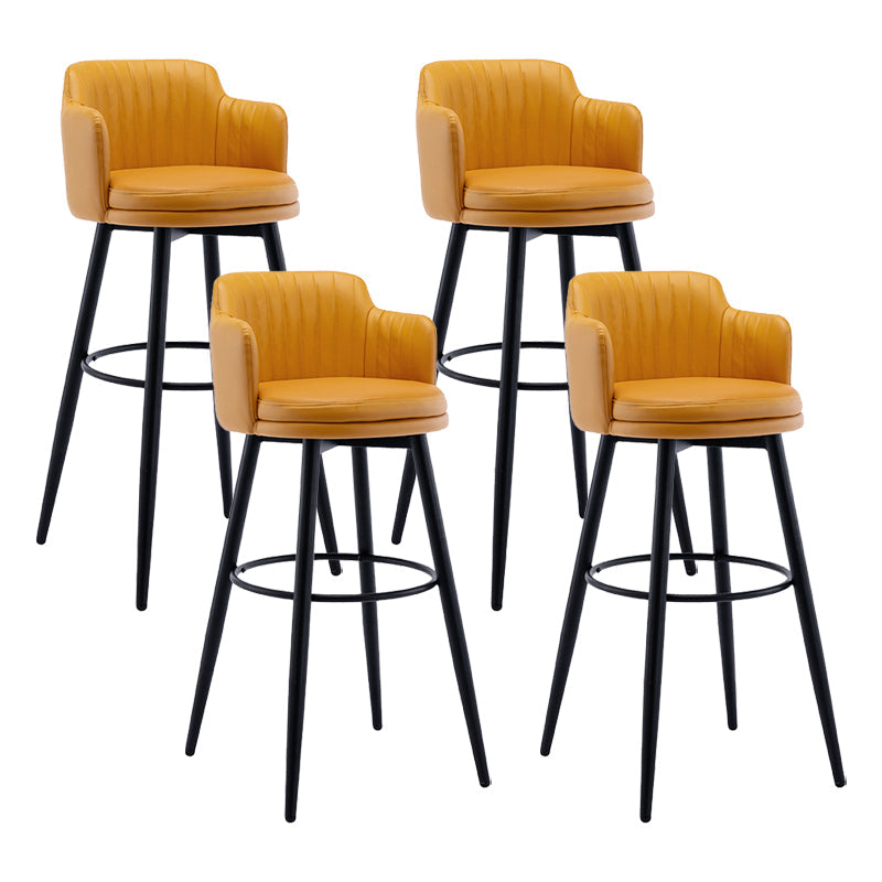 Modern Reception Armed Swivel Stool Matte Finish Leather Barstool Orange 4 Piece Set Bar Stool(31"H) Clearhalo 'Bar Furniture' 'Bar Stools' 'bar_stools' 'furn' 'furn_bar_stools' 'Furniture' 'furniture_bar_stools' 'Kitchen & Dining Furniture' 5018514
