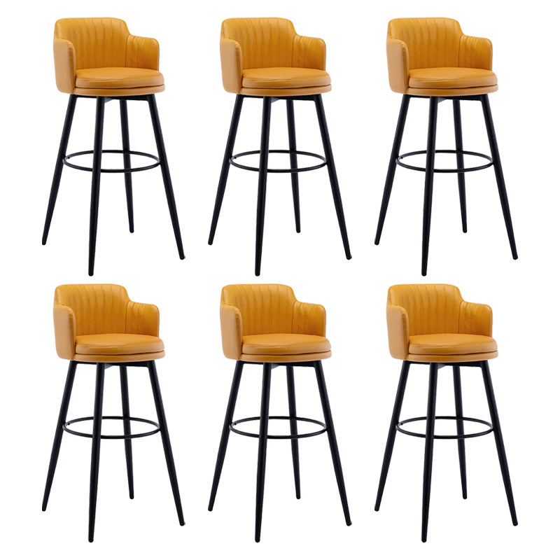 Modern Reception Armed Swivel Stool Matte Finish Leather Barstool Orange 6 Piece Set Bar Stool(31"H) Clearhalo 'Bar Furniture' 'Bar Stools' 'bar_stools' 'furn' 'furn_bar_stools' 'Furniture' 'furniture_bar_stools' 'Kitchen & Dining Furniture' 5018515