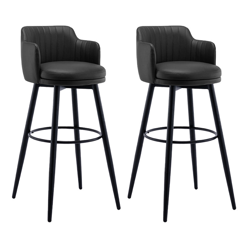 Modern Reception Armed Swivel Stool Matte Finish Leather Barstool Black 2 Piece Set Bar Stool(31"H) Clearhalo 'Bar Furniture' 'Bar Stools' 'bar_stools' 'furn' 'furn_bar_stools' 'Furniture' 'furniture_bar_stools' 'Kitchen & Dining Furniture' 5018517
