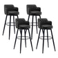 Modern Reception Armed Swivel Stool Matte Finish Leather Barstool Black 4 Piece Set Bar Stool(31"H) Clearhalo 'Bar Furniture' 'Bar Stools' 'bar_stools' 'furn' 'furn_bar_stools' 'Furniture' 'furniture_bar_stools' 'Kitchen & Dining Furniture' 5018518
