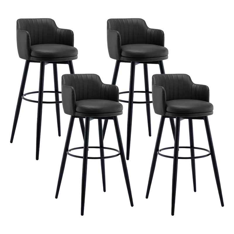 Modern Reception Armed Swivel Stool Matte Finish Leather Barstool Black 4 Piece Set Bar Stool(31"H) Clearhalo 'Bar Furniture' 'Bar Stools' 'bar_stools' 'furn' 'furn_bar_stools' 'Furniture' 'furniture_bar_stools' 'Kitchen & Dining Furniture' 5018518