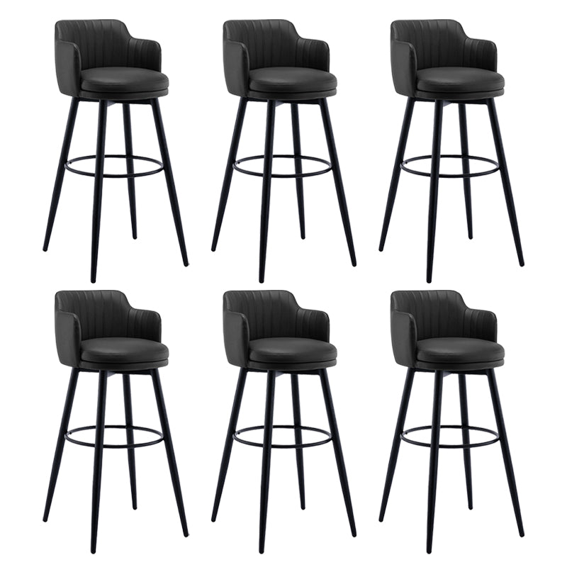 Modern Reception Armed Swivel Stool Matte Finish Leather Barstool Black 6 Piece Set Bar Stool(31"H) Clearhalo 'Bar Furniture' 'Bar Stools' 'bar_stools' 'furn' 'furn_bar_stools' 'Furniture' 'furniture_bar_stools' 'Kitchen & Dining Furniture' 5018519