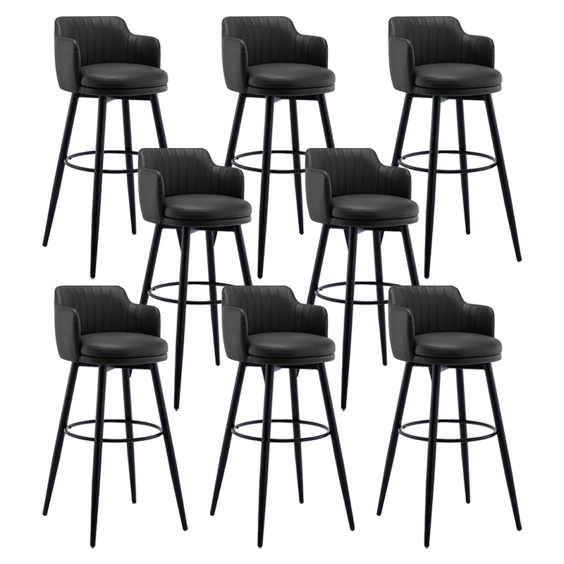 Modern Reception Armed Swivel Stool Matte Finish Leather Barstool Black 8 Piece Set Bar Stool(31"H) Clearhalo 'Bar Furniture' 'Bar Stools' 'bar_stools' 'furn' 'furn_bar_stools' 'Furniture' 'furniture_bar_stools' 'Kitchen & Dining Furniture' 5018520