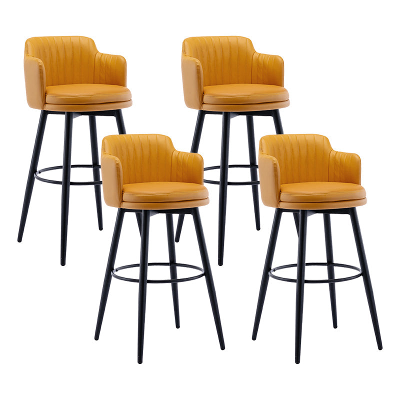 Modern Reception Armed Swivel Stool Matte Finish Leather Barstool Orange 4 Piece Set Bar Stool(30"H) Clearhalo 'Bar Furniture' 'Bar Stools' 'bar_stools' 'furn' 'furn_bar_stools' 'Furniture' 'furniture_bar_stools' 'Kitchen & Dining Furniture' 5018522