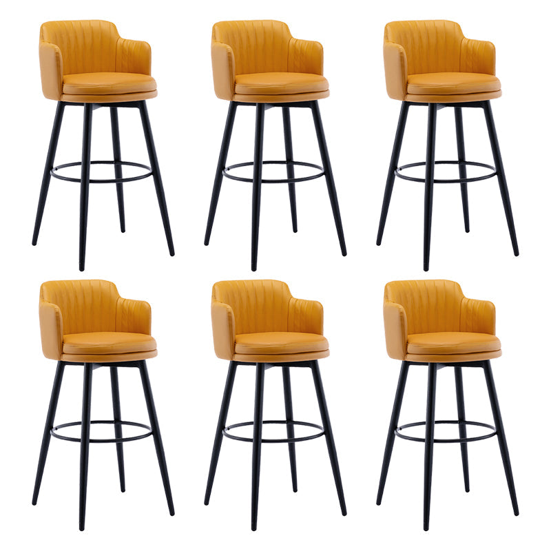 Modern Reception Armed Swivel Stool Matte Finish Leather Barstool Orange 6 Piece Set Bar Stool(30"H) Clearhalo 'Bar Furniture' 'Bar Stools' 'bar_stools' 'furn' 'furn_bar_stools' 'Furniture' 'furniture_bar_stools' 'Kitchen & Dining Furniture' 5018523