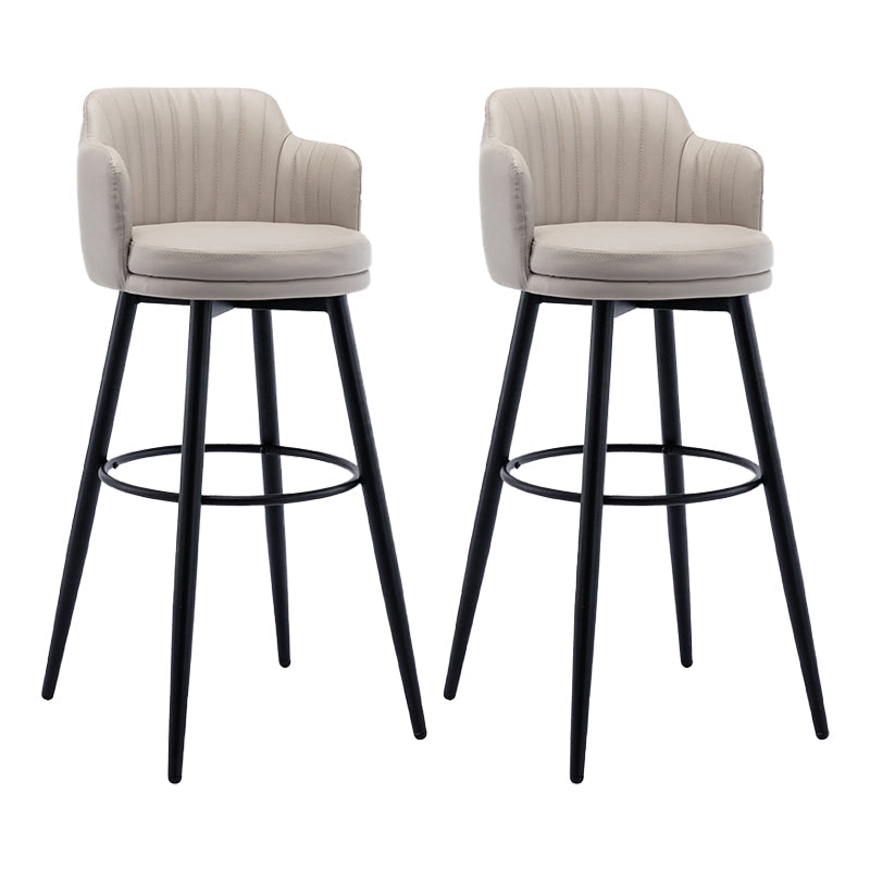 Modern Reception Armed Swivel Stool Matte Finish Leather Barstool Khaki 2 Piece Set Bar Stool(31"H) Clearhalo 'Bar Furniture' 'Bar Stools' 'bar_stools' 'furn' 'furn_bar_stools' 'Furniture' 'furniture_bar_stools' 'Kitchen & Dining Furniture' 5018525