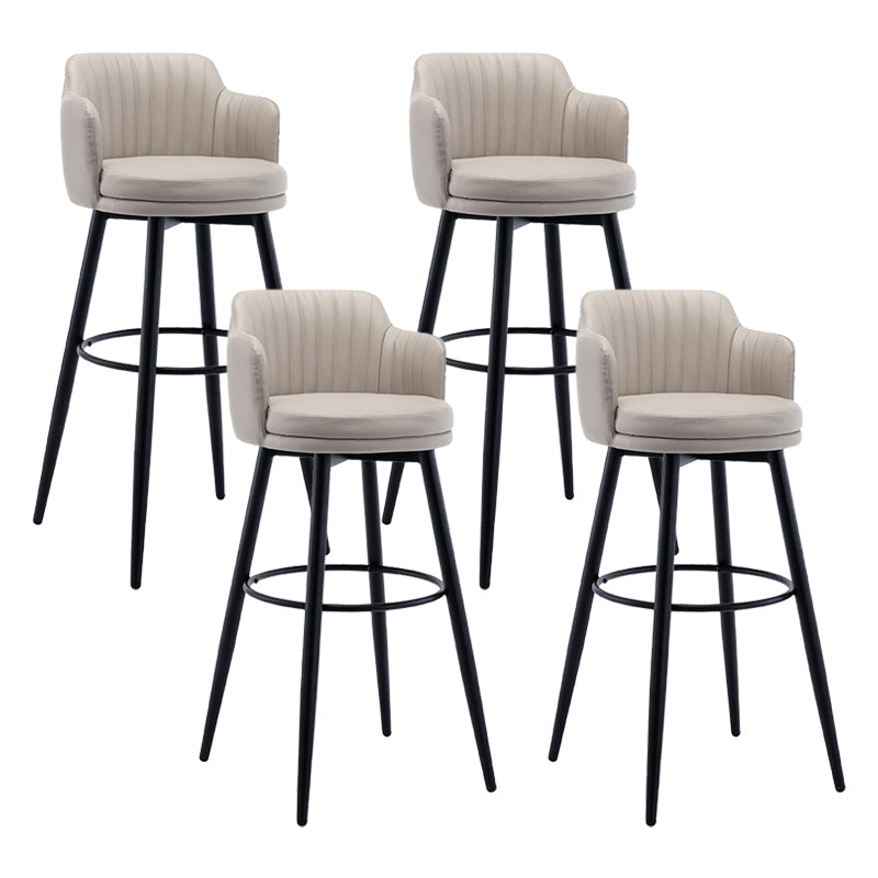 Modern Reception Armed Swivel Stool Matte Finish Leather Barstool Khaki 4 Piece Set Bar Stool(31"H) Clearhalo 'Bar Furniture' 'Bar Stools' 'bar_stools' 'furn' 'furn_bar_stools' 'Furniture' 'furniture_bar_stools' 'Kitchen & Dining Furniture' 5018526